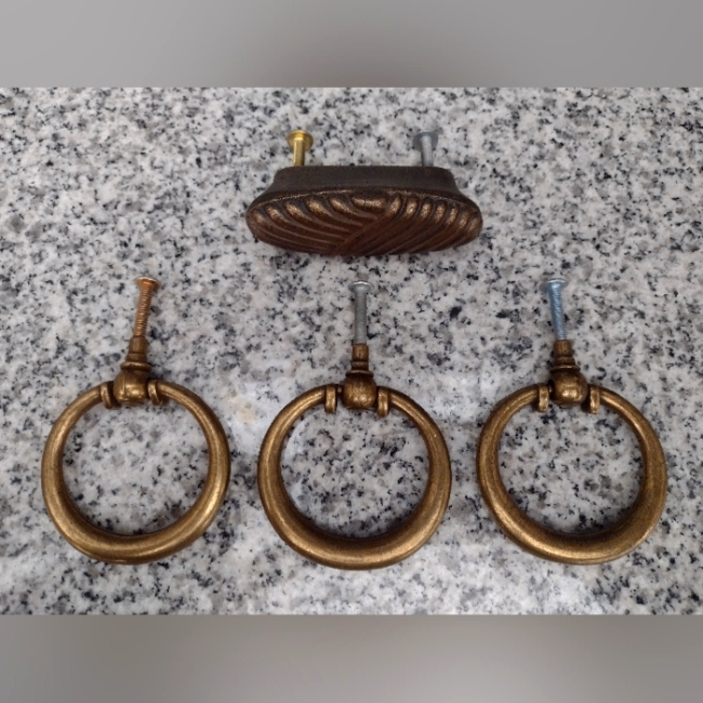 Bronze Brass Drawer Pull Handles. Cabinet Hardware. Furniture Drawer Pulls x 4.